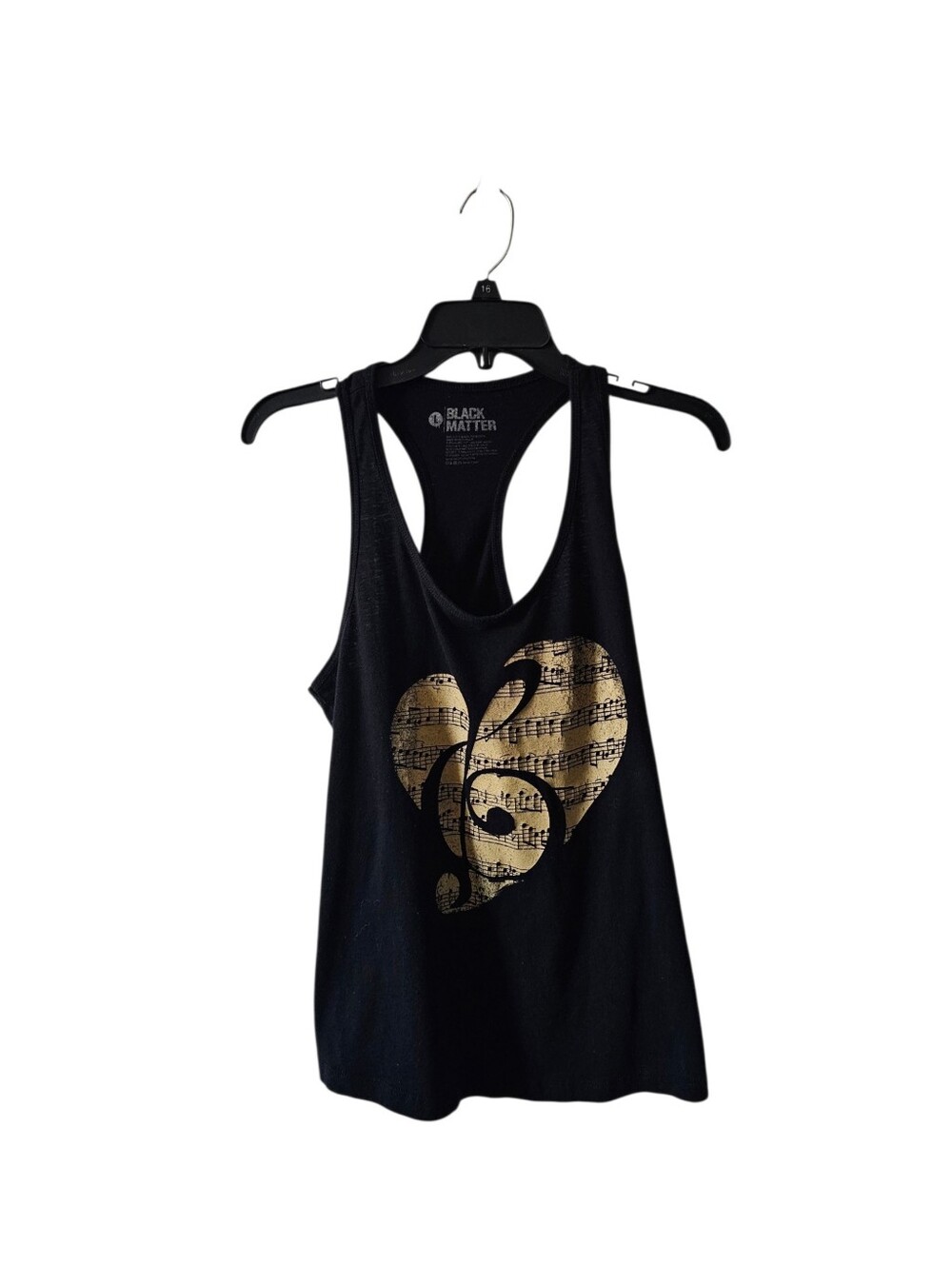 Black Matter Hot Topic Sheet Music Heart Racerback Tank Top Size Large Black